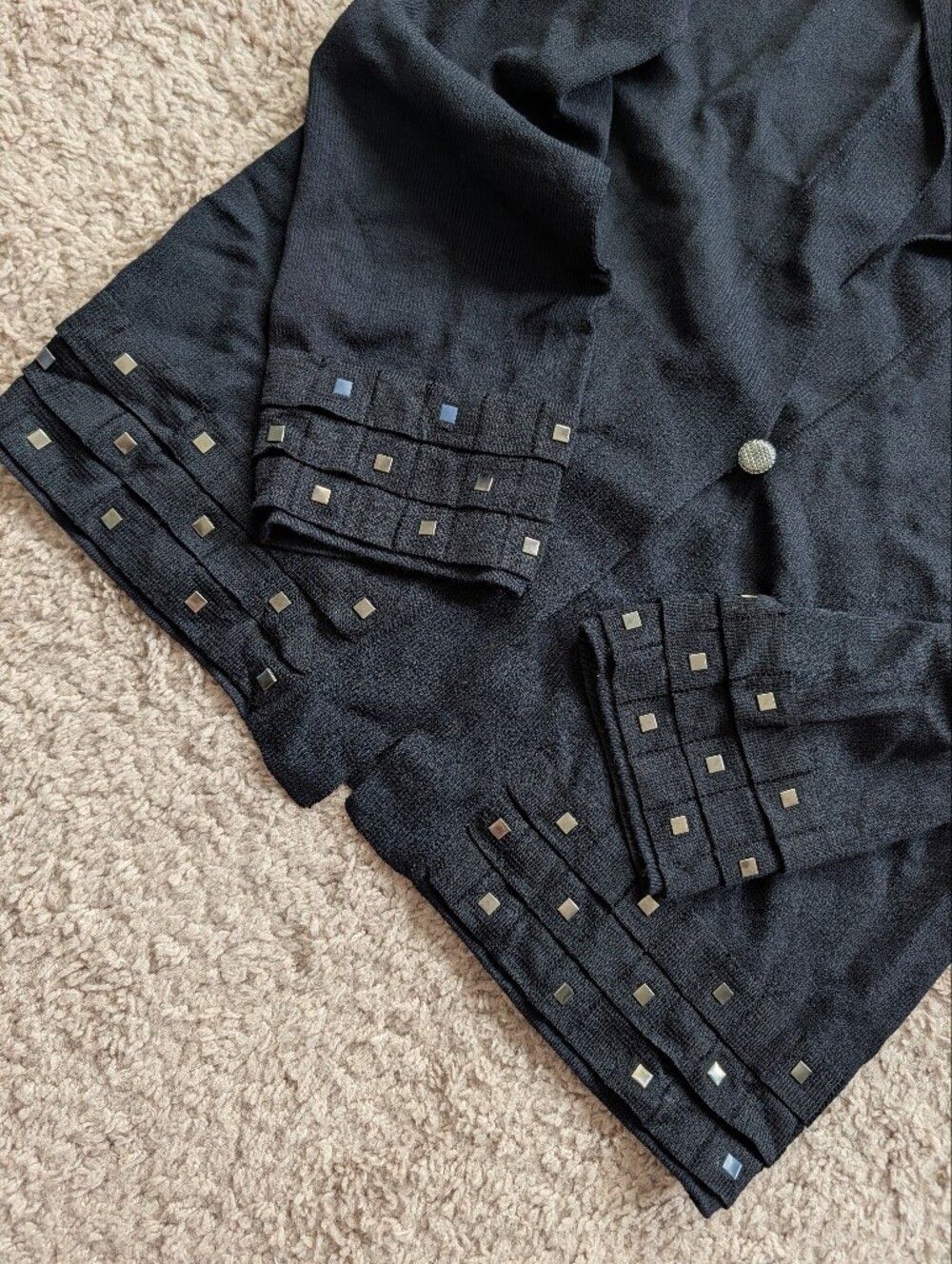 St. John's Sport Womens Black Button Front Metallic Knit Jacket Size Small - Picture 7 of 16